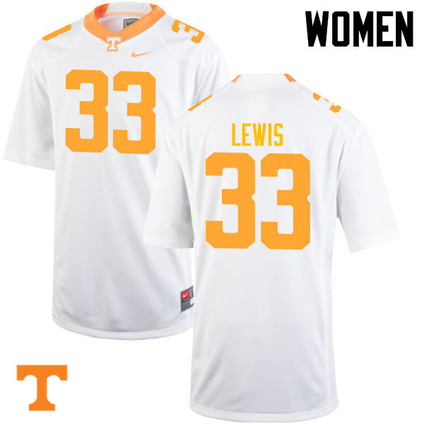 Women #33 Jeremy Lewis Tennessee Volunteers College Football Jerseys-White